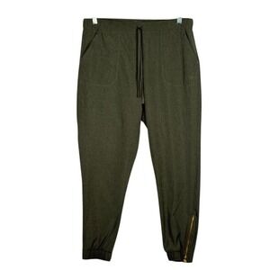 Albion Fit Jetsetter Joggers Olive Green Ankle Zip Womens Size S Stretch Pants